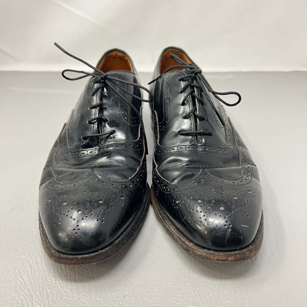 Johnston Murphy Mens Brogue Wingtip Oxford Dress Shoes 9 D Black Leather Office